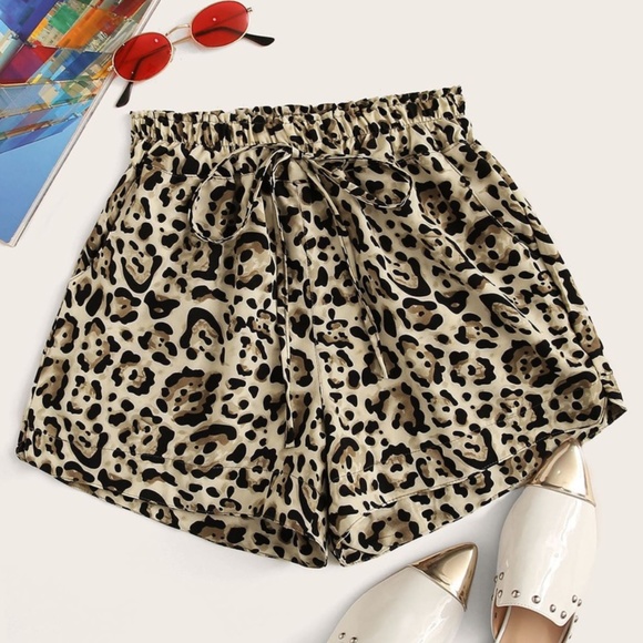 Pants - OLIVIA Animal Print Elastic Waist Shorts